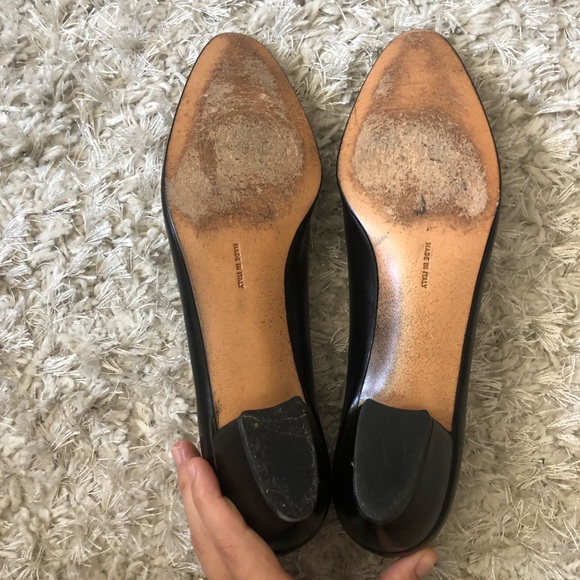 Salvatore Ferragamo Black Leather Block Heel Flats - Picture 7 of 7